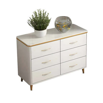 Glam Vertical White Stone Bachelor Chest with Drawers