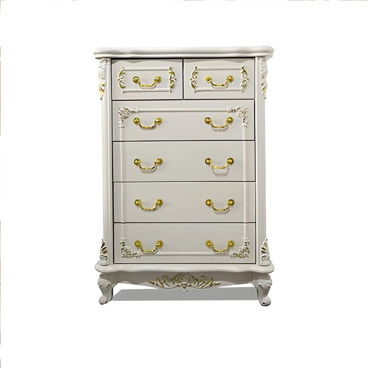 Glam White Wood Combo Dresser — Silver