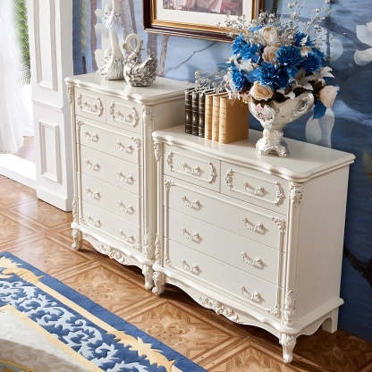 Glam White Wood Combo Dresser — Gold
