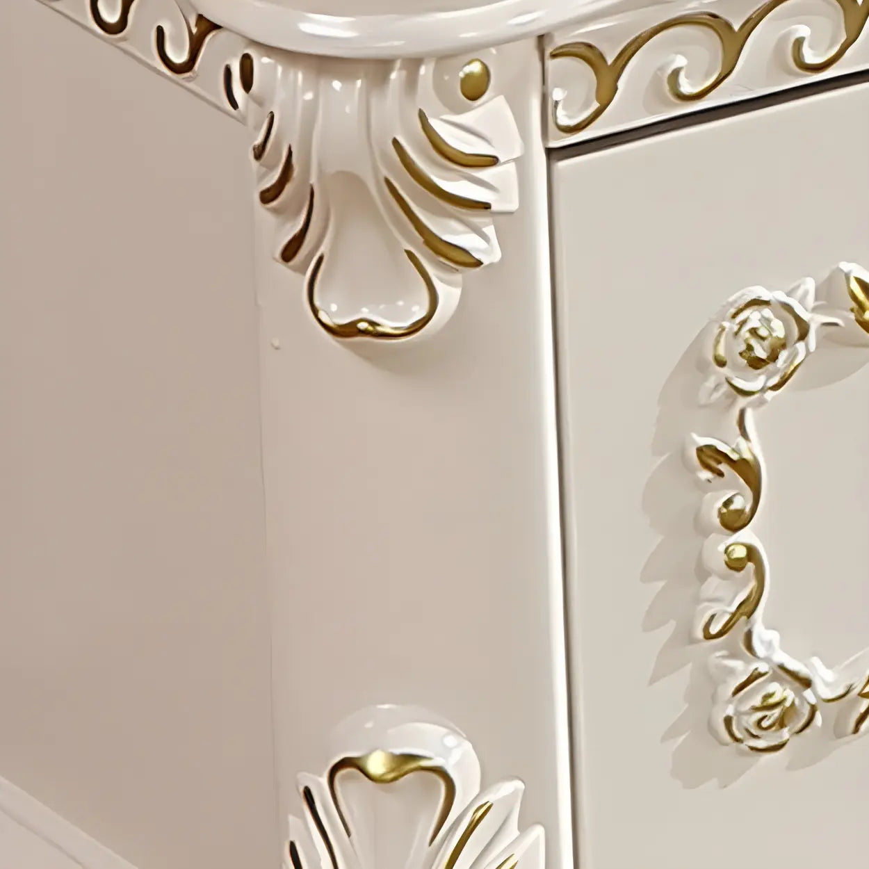 Glam Vintage White Wood TV Stand with Drawers