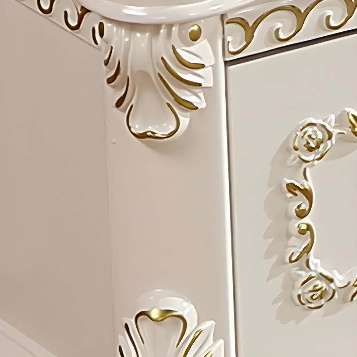 Glam Vintage White Wood TV Stand with Drawers