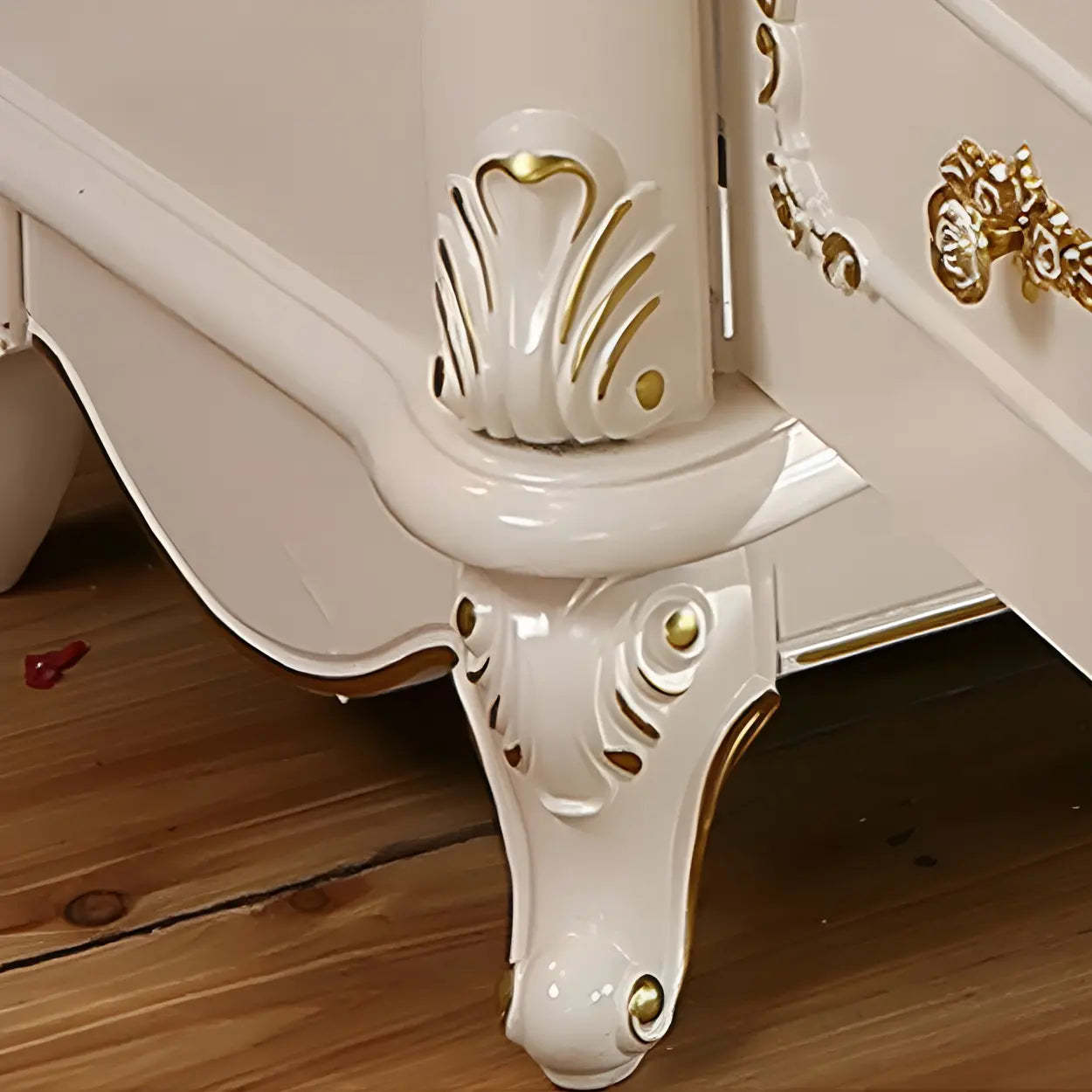 Glam Vintage White Wood TV Stand with Drawers