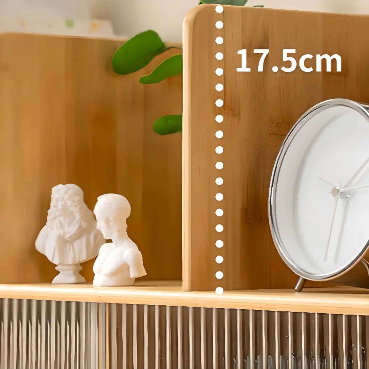 Glass Door 2-Tier Bamboo Desktop Display Cabinet