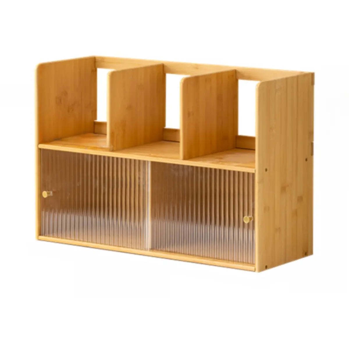 Glass Door 2-Tier Bamboo Desktop Display Cabinet