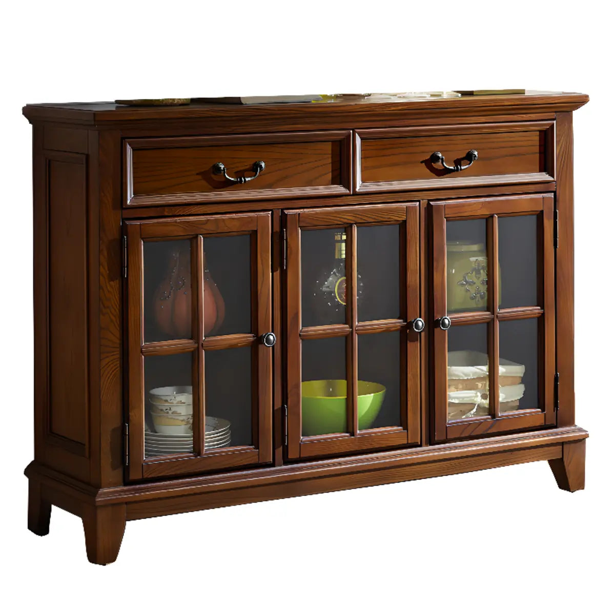 Ash Brown Glass Door Large Retro Sideboard