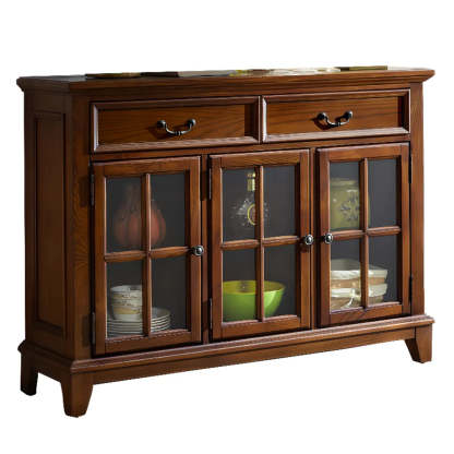 Ash Brown Glass Door Large Retro Sideboard