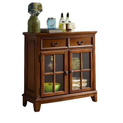 Ash Brown Glass Door Large Retro Sideboard