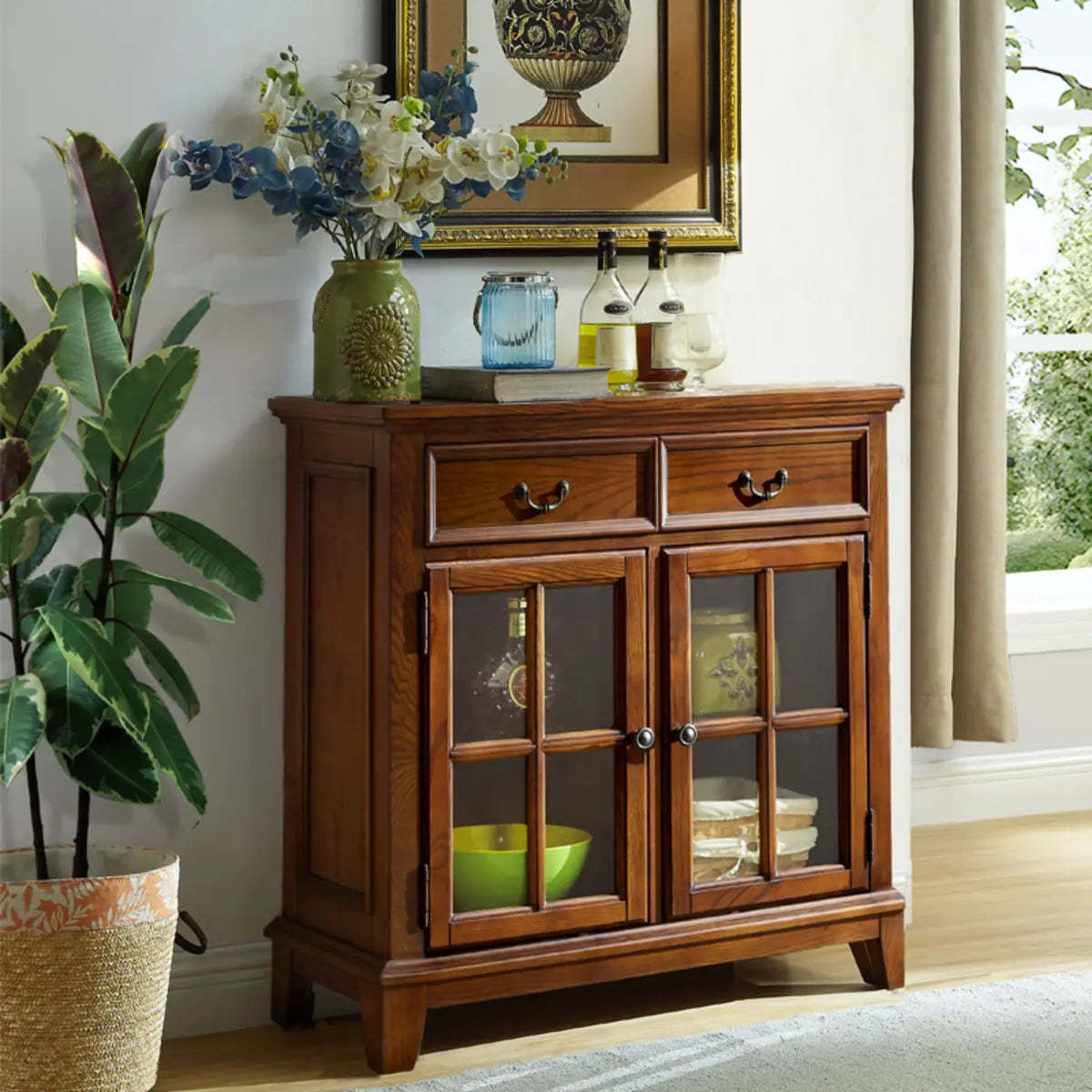 Lighom traditional door retro brown buffets & sideboards — 31" L x 14" W x 36" H