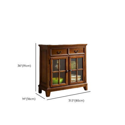Ash Brown Glass Door Large Retro Sideboard