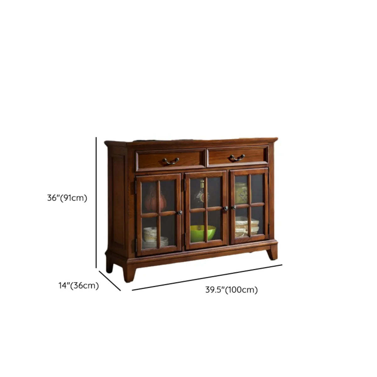 Ash Brown Glass Door Large Retro Sideboard