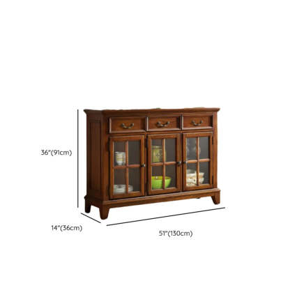 Ash Brown Glass Door Large Retro Sideboard