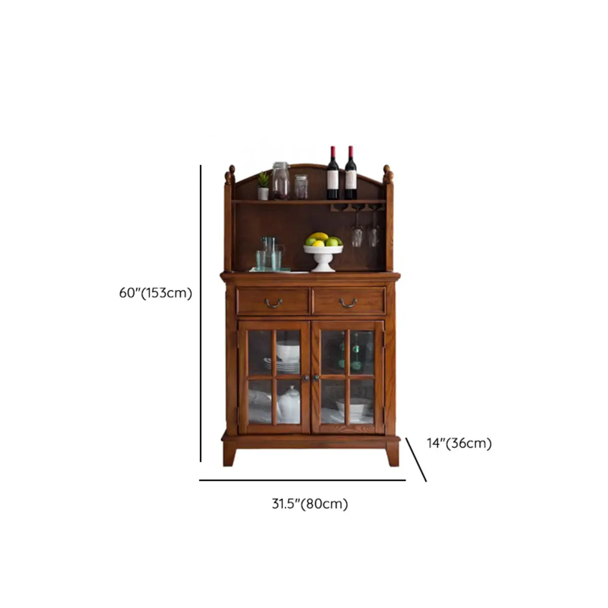 Ash Brown Glass Door Large Retro Sideboard