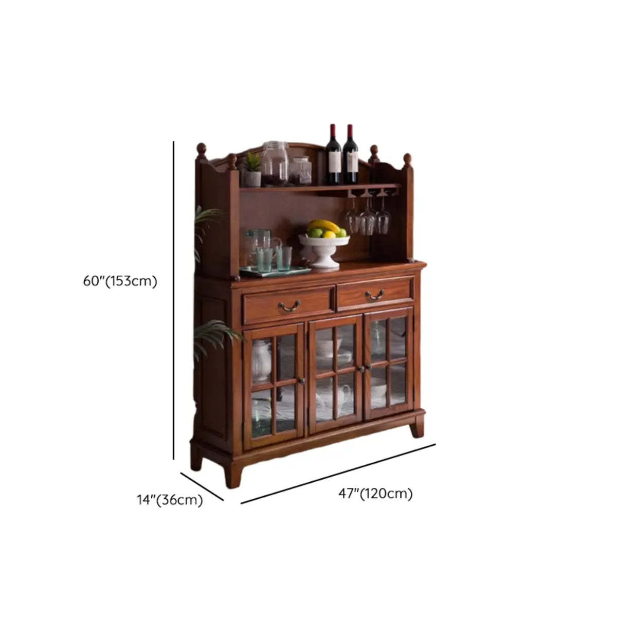 Ash Brown Glass Door Large Retro Sideboard