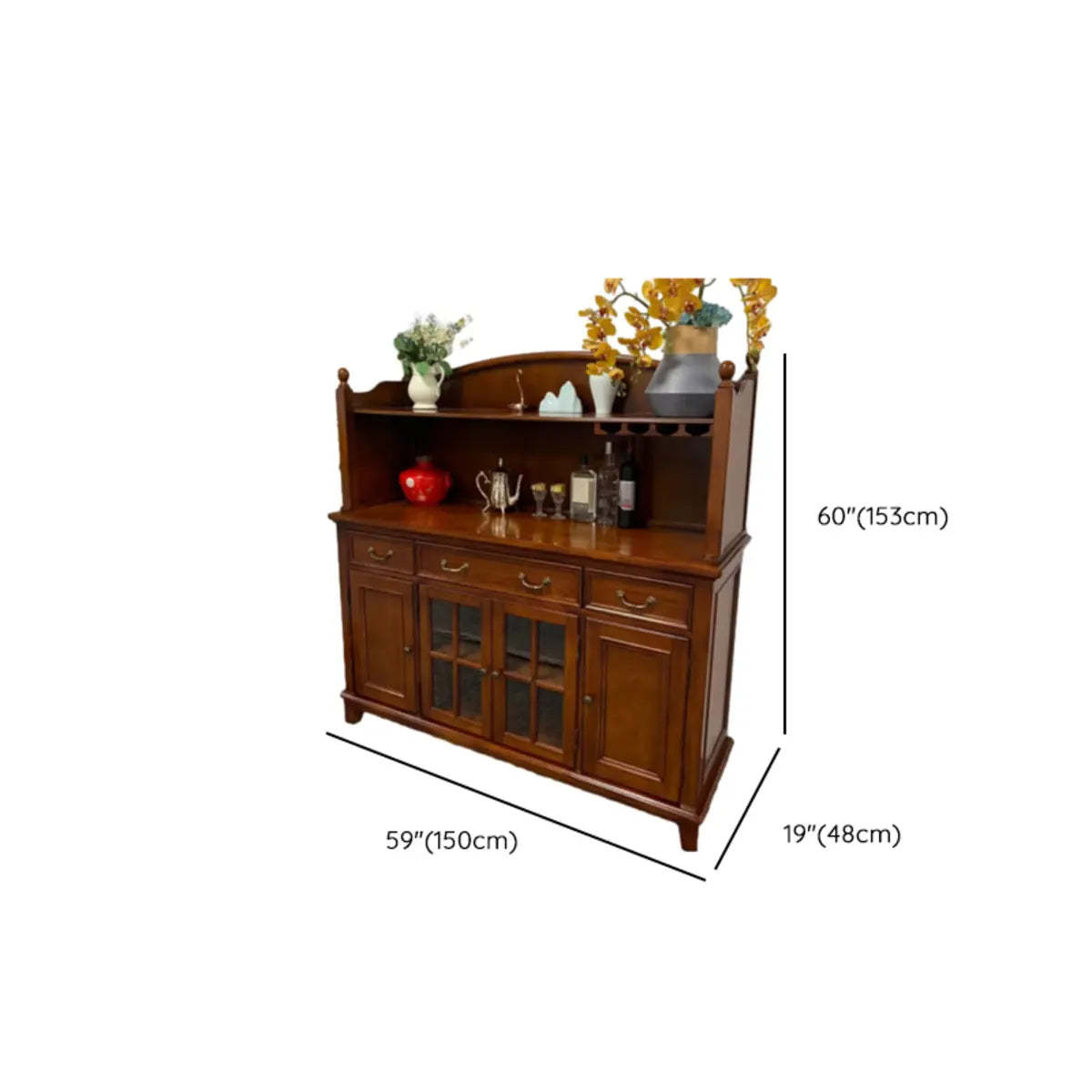 Ash Brown Glass Door Large Retro Sideboard