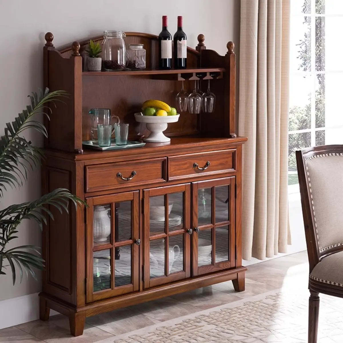 Ash Brown Glass Door Large Retro Sideboard