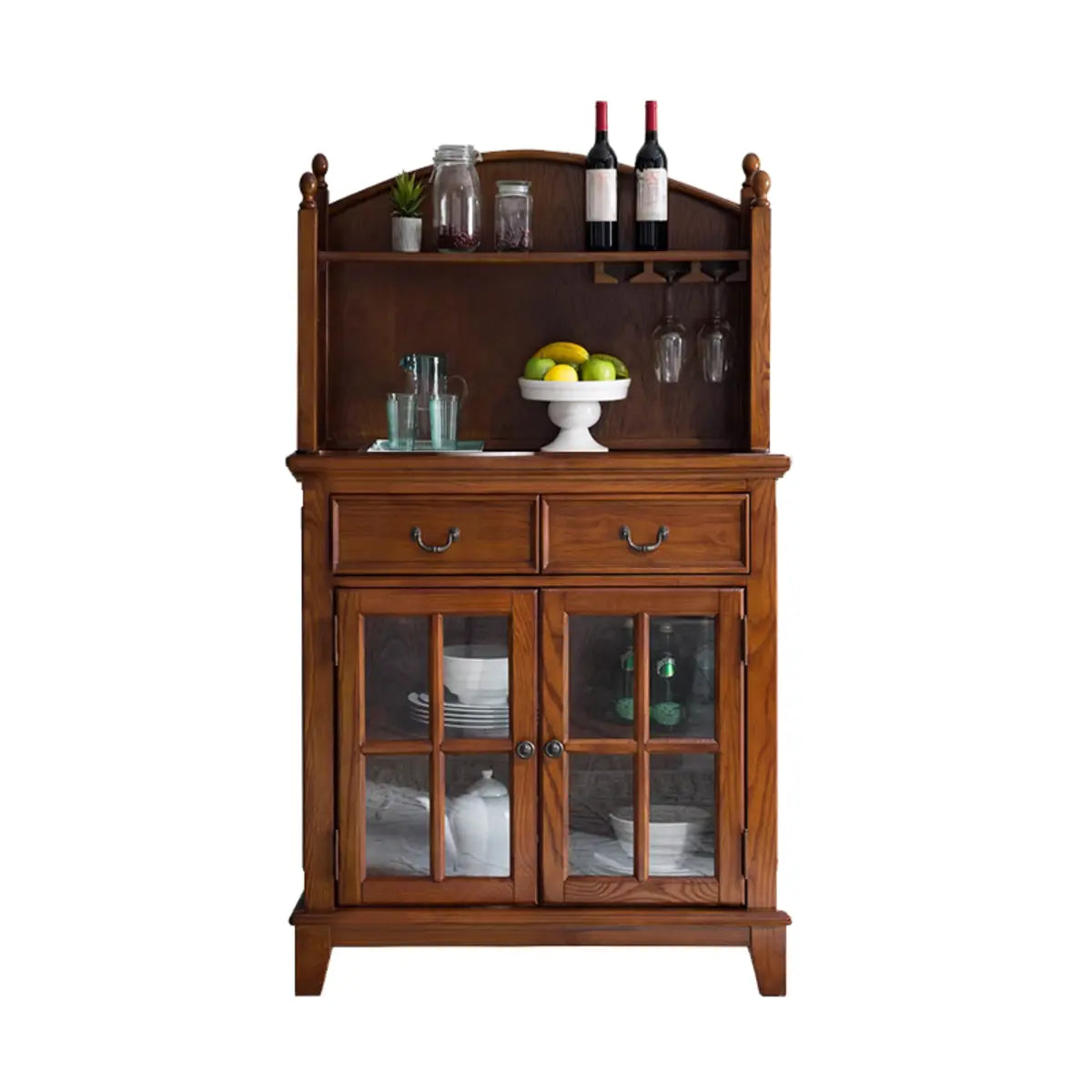 Ash Brown Glass Door Large Retro Sideboard