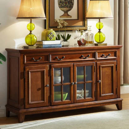 Ash Brown Glass Door Large Retro Sideboard
