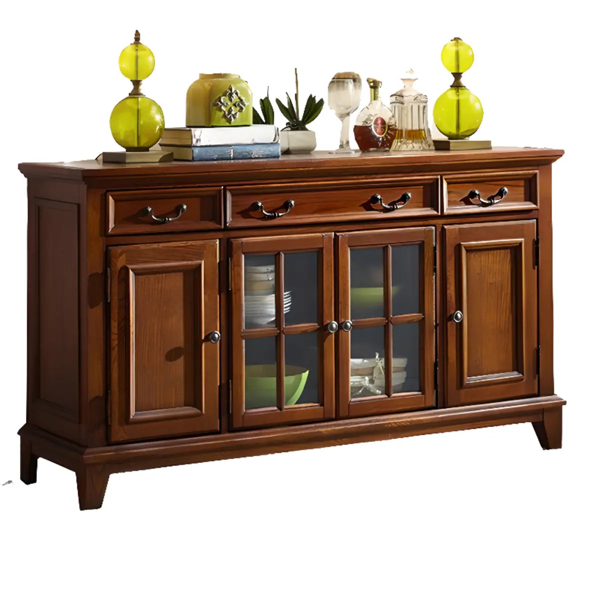 Ash Brown Glass Door Large Retro Sideboard
