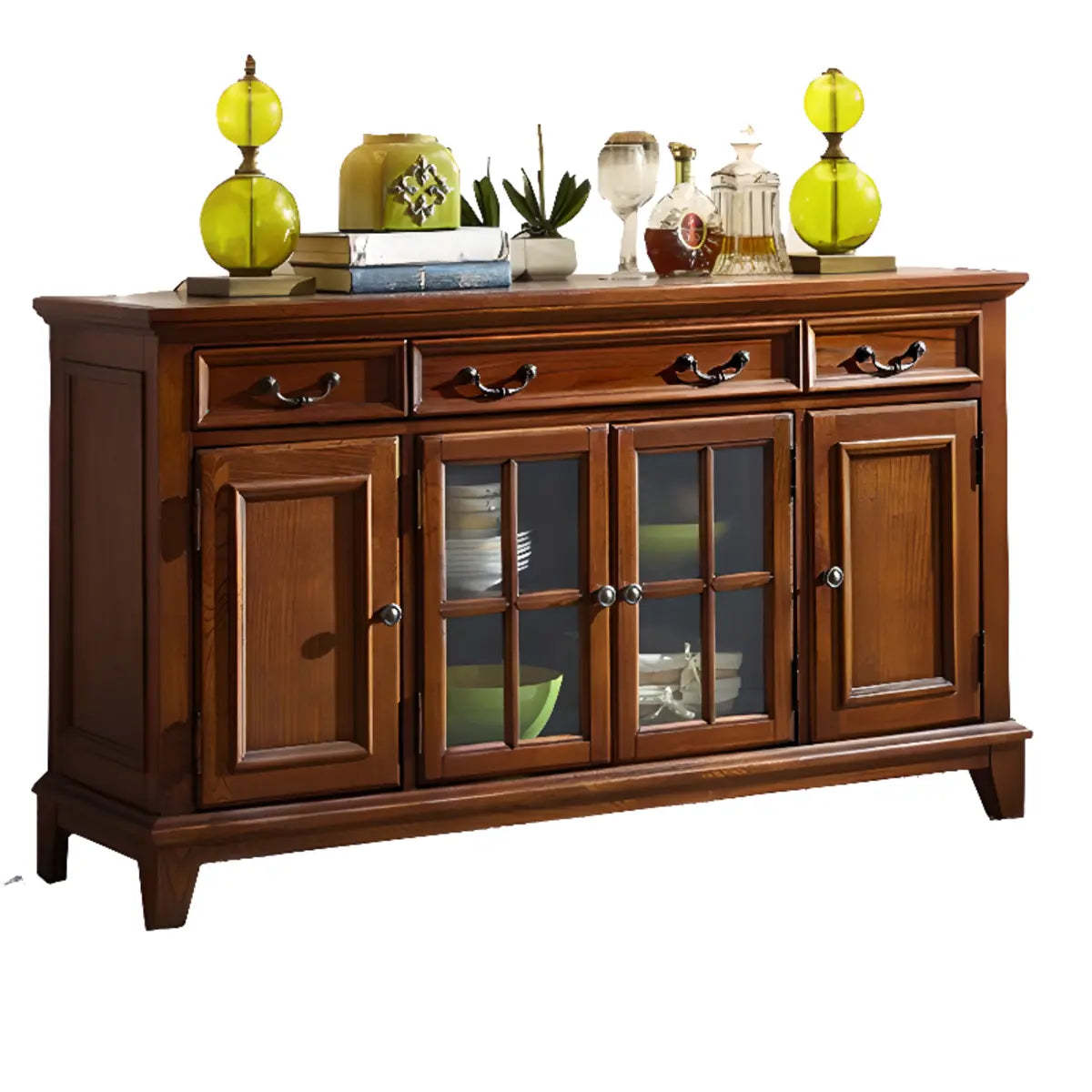 Ash Brown Glass Door Large Retro Sideboard