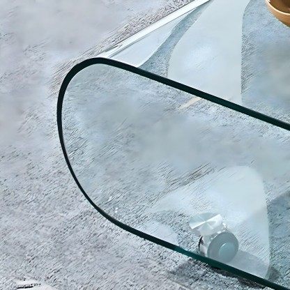 Glass Rectangular Coffee Table with Shelf
