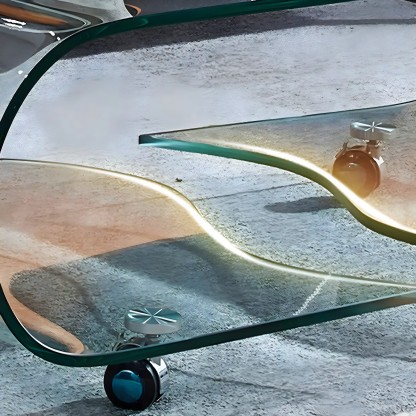 Glass Rectangular Coffee Table with Shelf