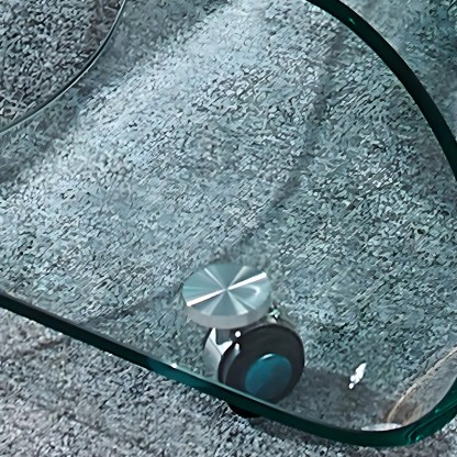 Glass Rectangular Coffee Table with Shelf
