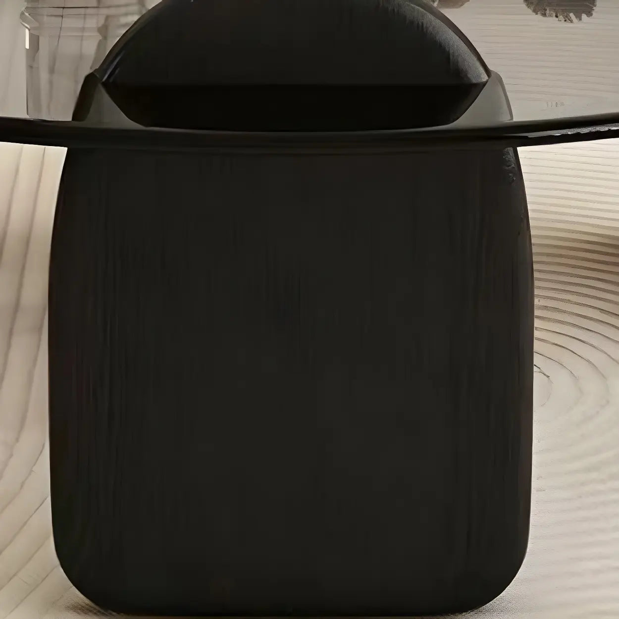 Round Glass Coffee Table with Wood Legs — Clear Glass / Black
