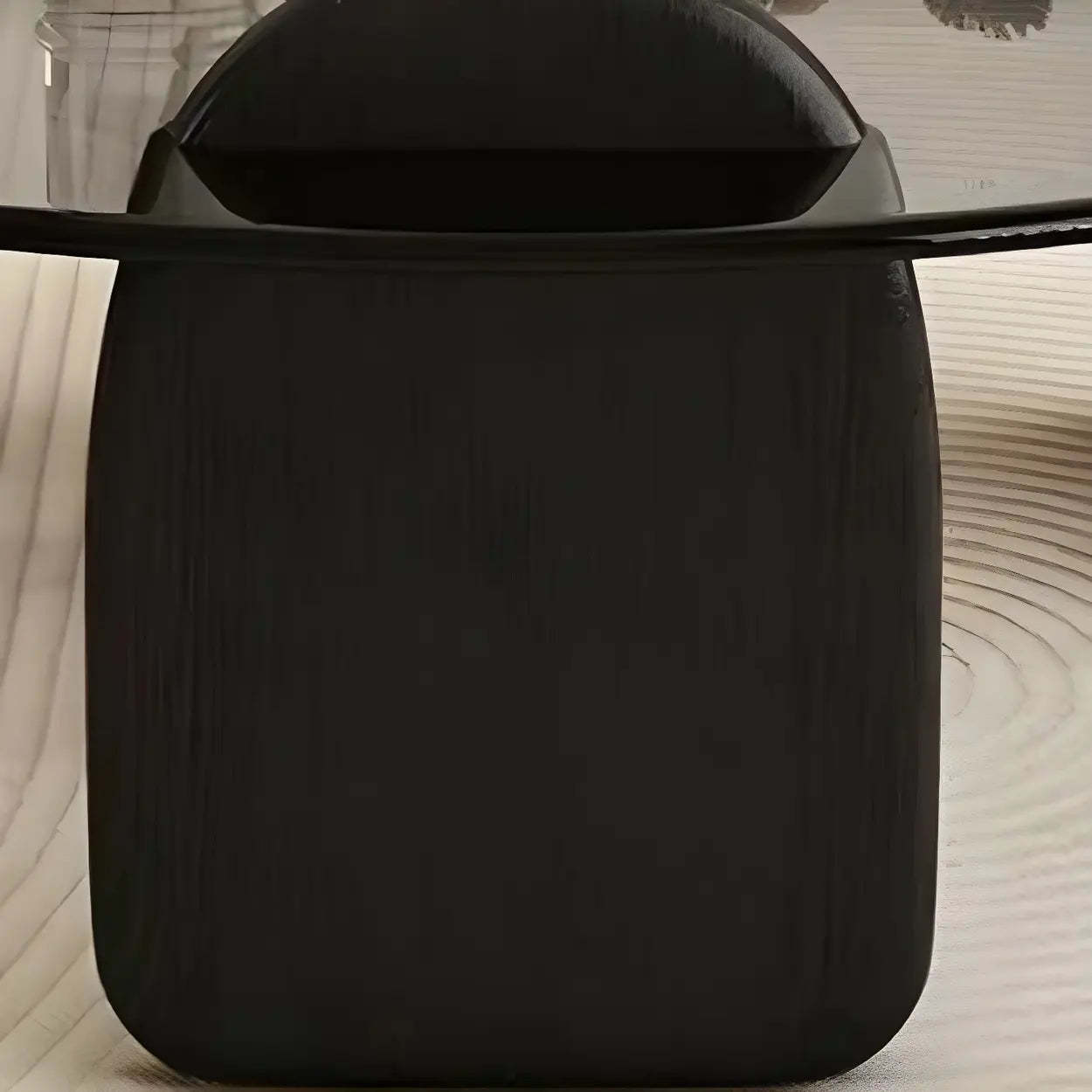Round Glass Coffee Table with Wood Legs — Clear Glass / Black