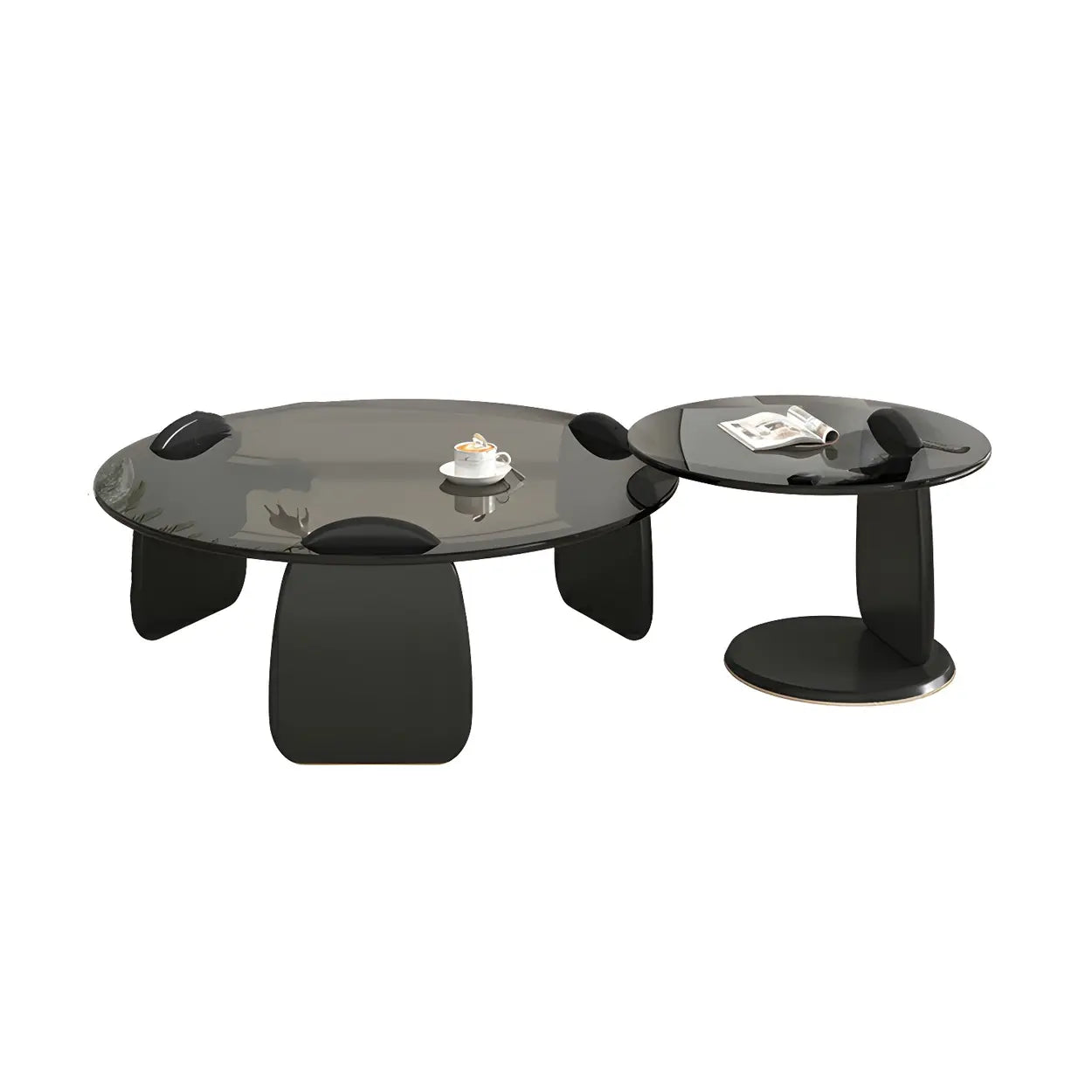 Round Glass Coffee Table with Wood Legs — Clear Glass / Natural Finish