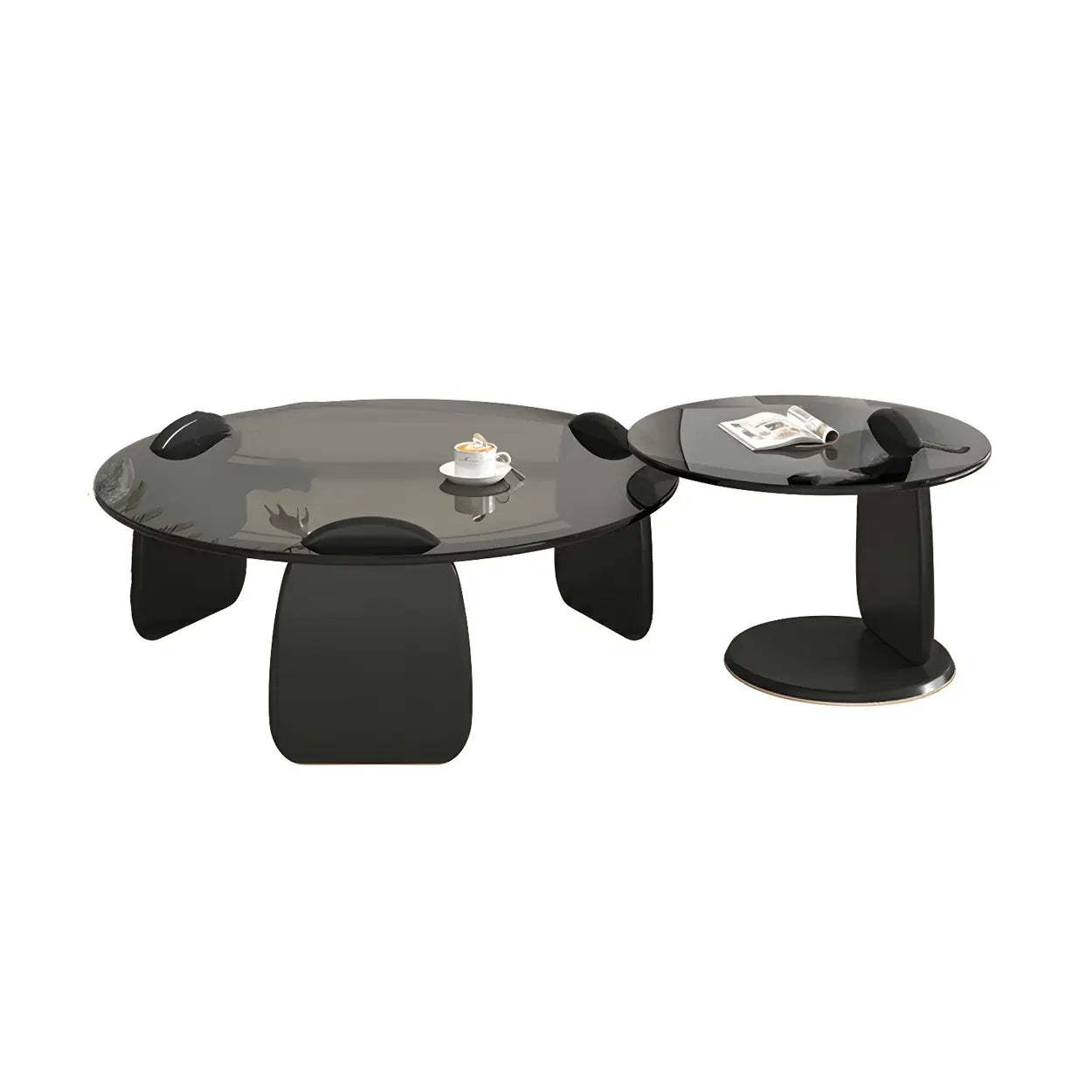 Round Glass Coffee Table with Wood Legs — Clear Glass / Natural Finish