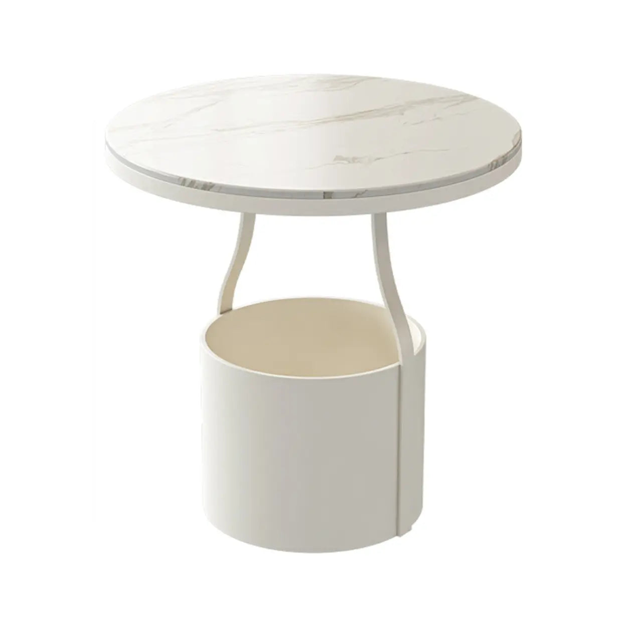 Glass Round Iron Pedestal Coffee Table — Glass / White