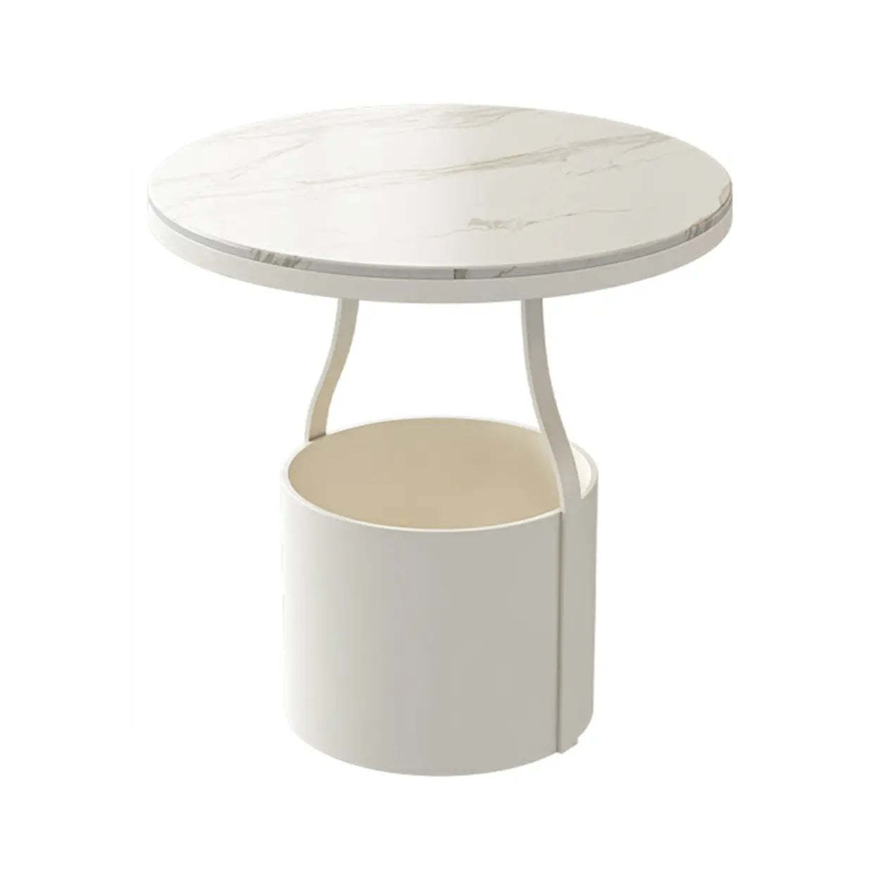 Glass Round Iron Pedestal Coffee Table — Glass / White
