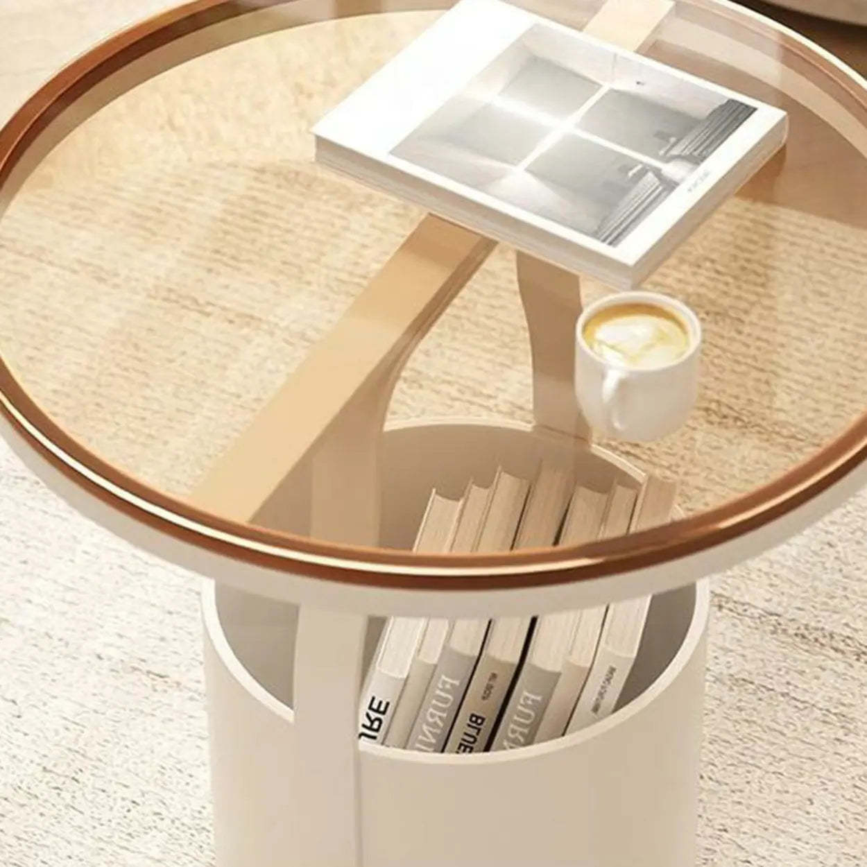 Glass Round Iron Pedestal Coffee Table