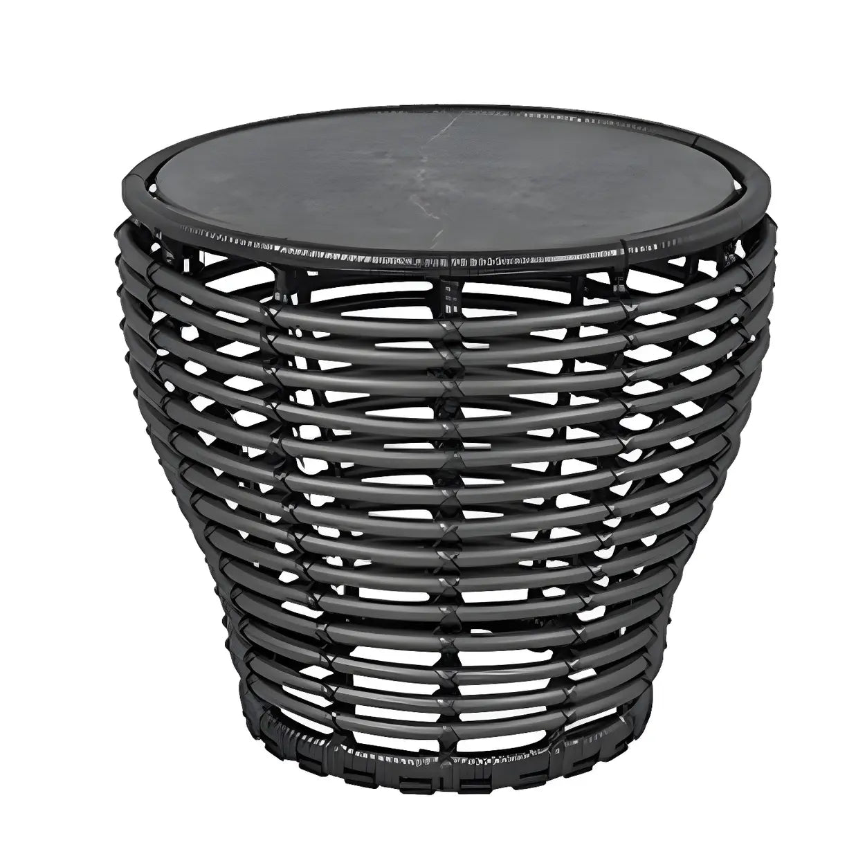Glass Top Gold Wicker Rattan Outdoor Coffee Table — Gold / Table Only