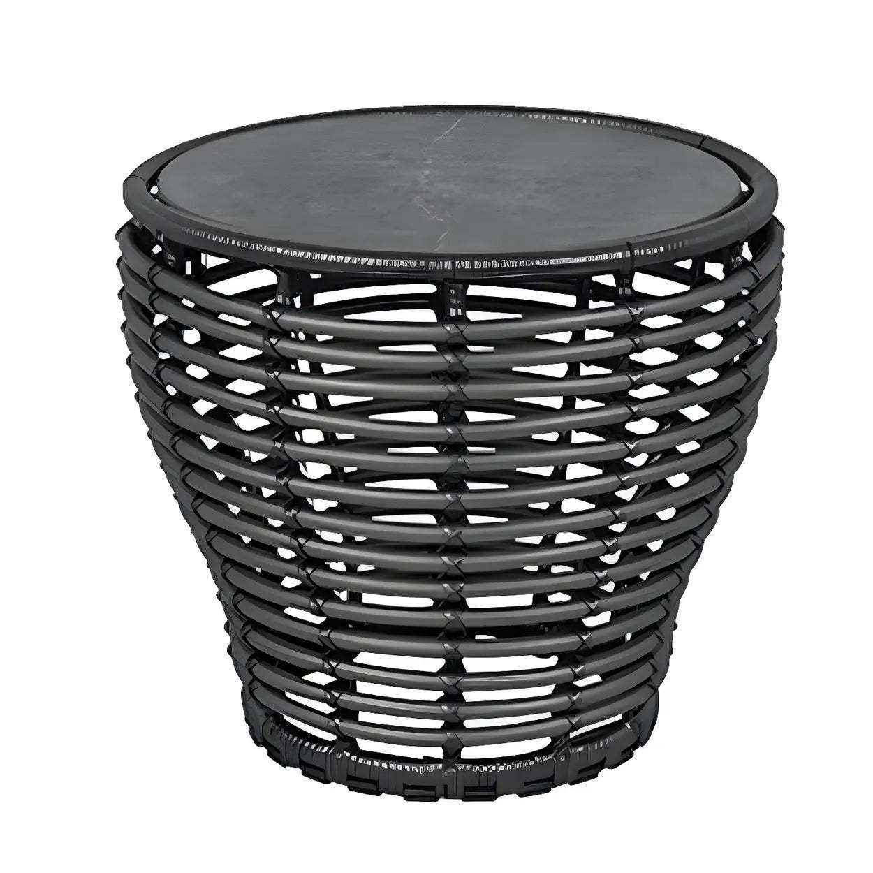 Glass Top Gold Wicker Rattan Outdoor Coffee Table — Gold / Table Only