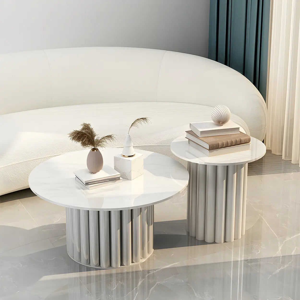 Gloss Round Stone Coffee Table
