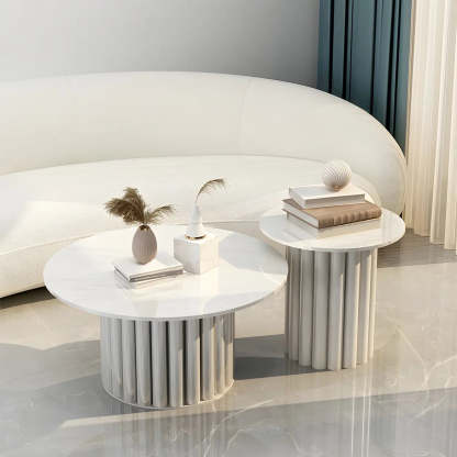 Gloss Round Stone Coffee Table