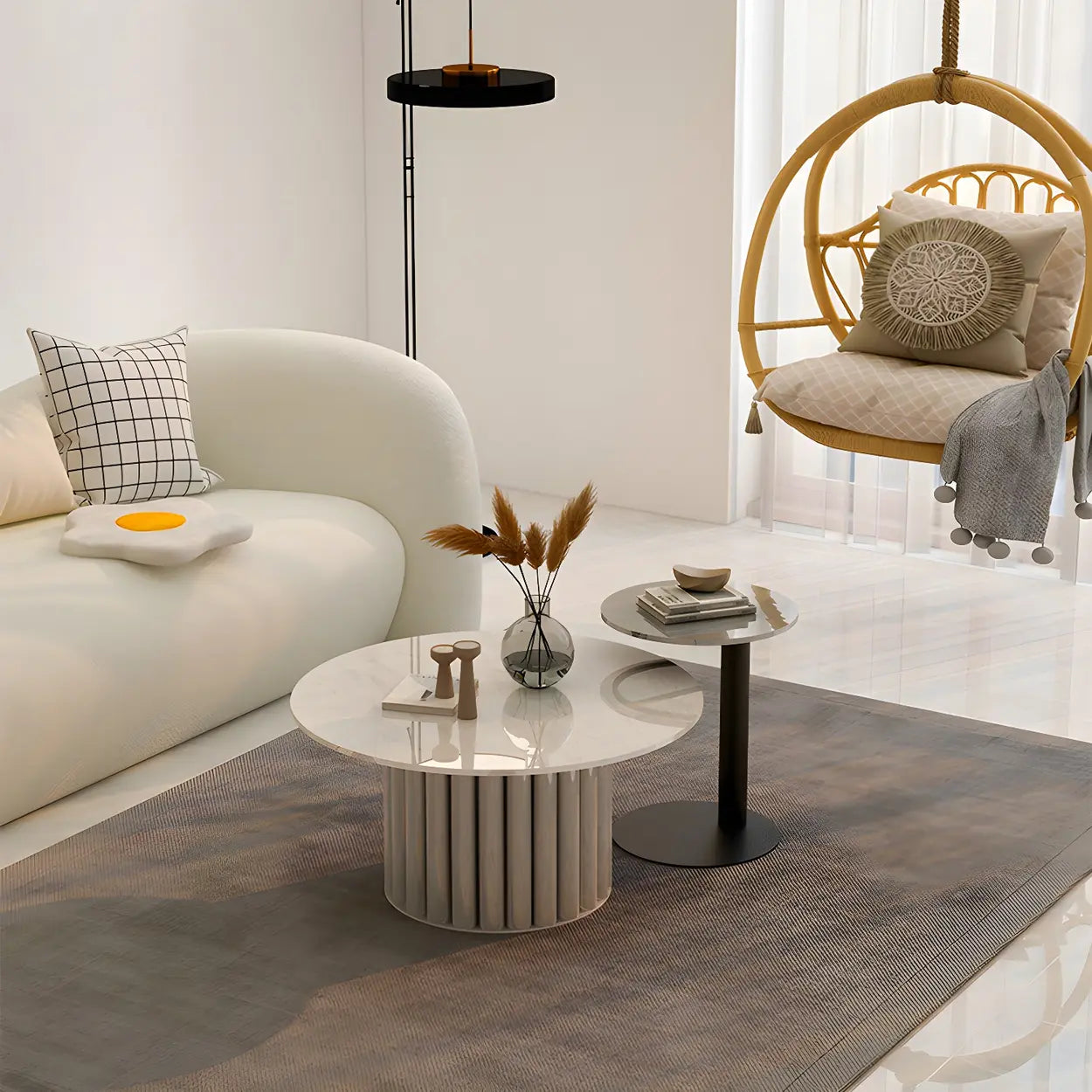 Gloss Round Stone Coffee Table