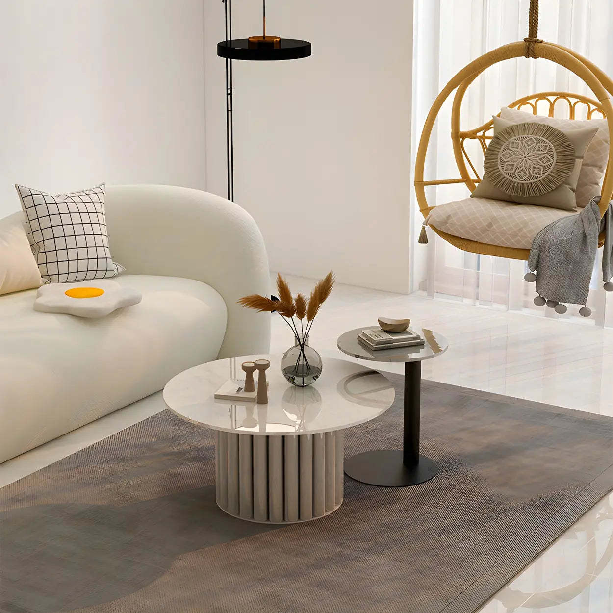 Gloss Round Stone Coffee Table