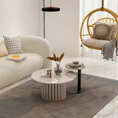 Gloss Round Stone Coffee Table