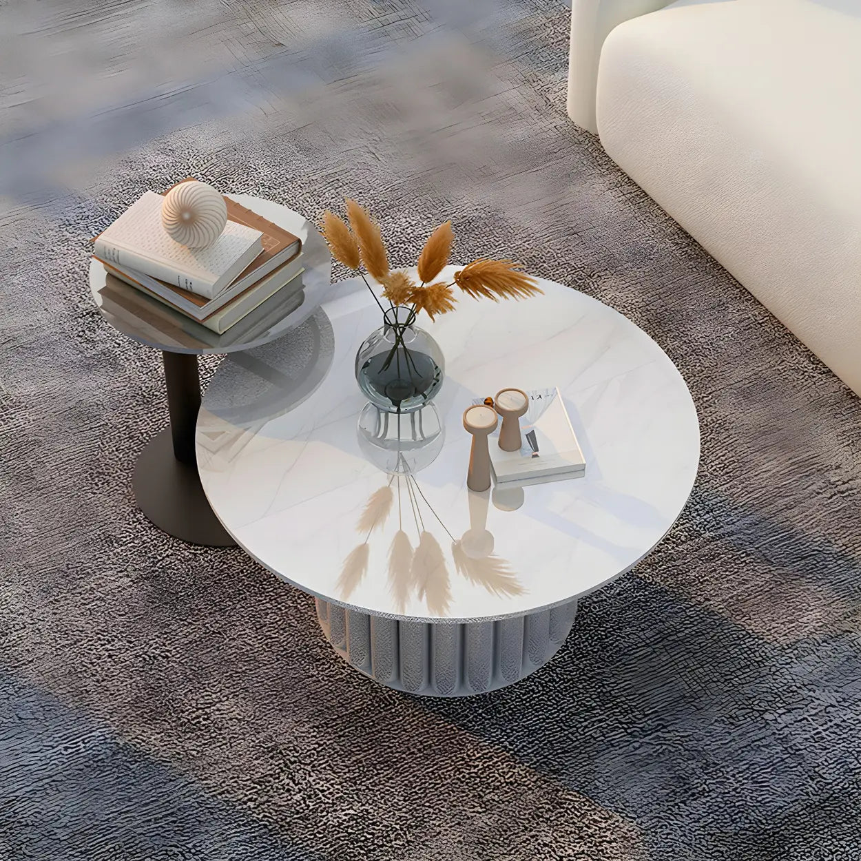 Gloss Round Stone Coffee Table