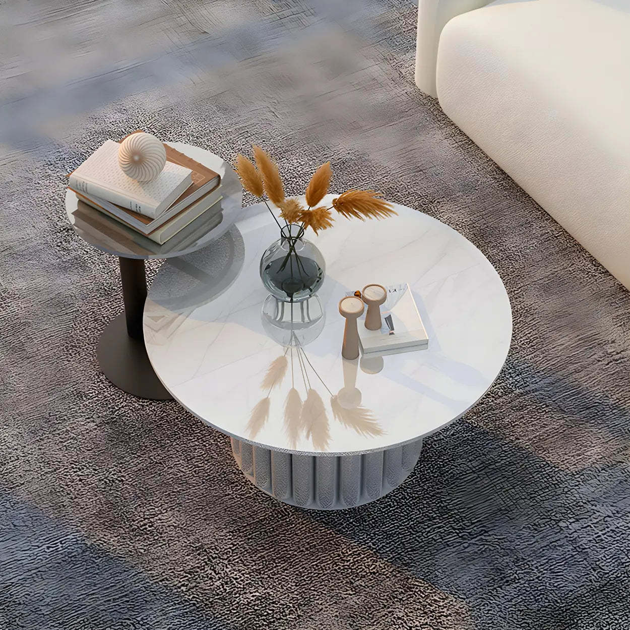 Gloss Round Stone Coffee Table