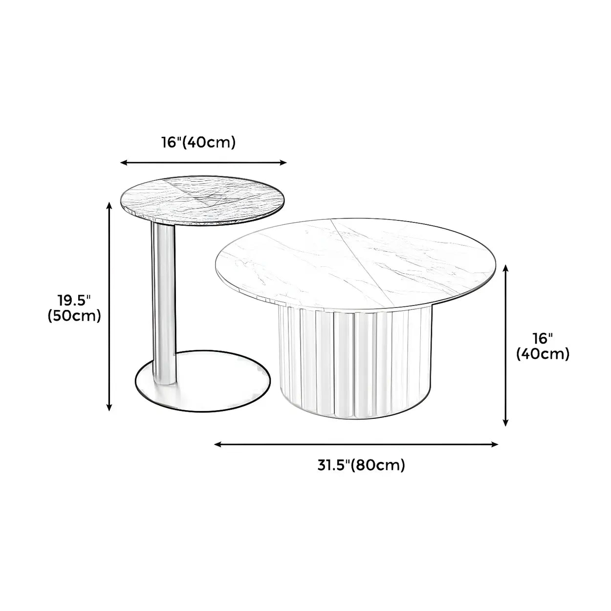 Gloss Round Stone Coffee Table