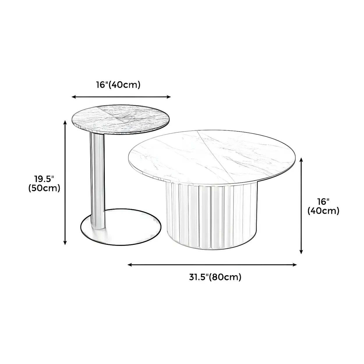 Gloss Round Stone Coffee Table