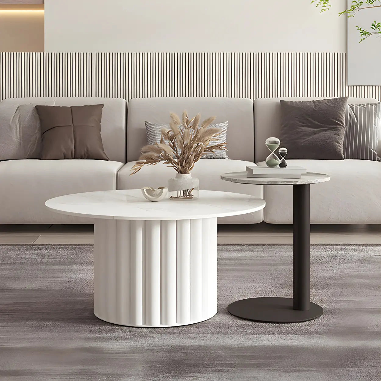 Gloss Round Stone Coffee Table