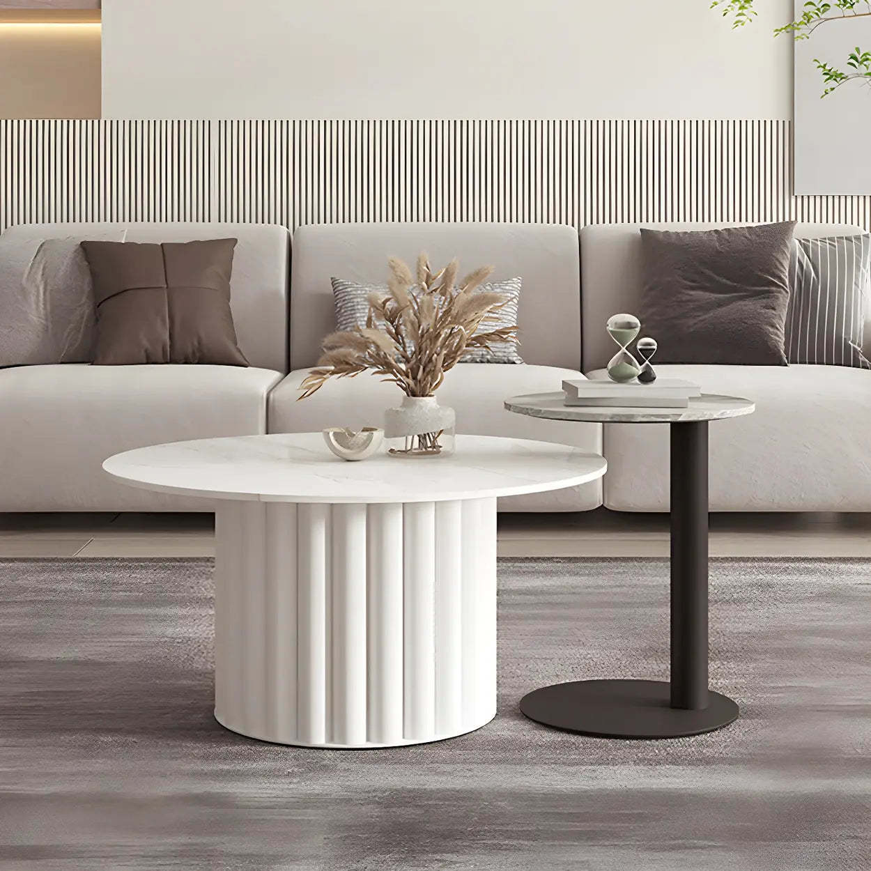 Gloss Round Stone Coffee Table