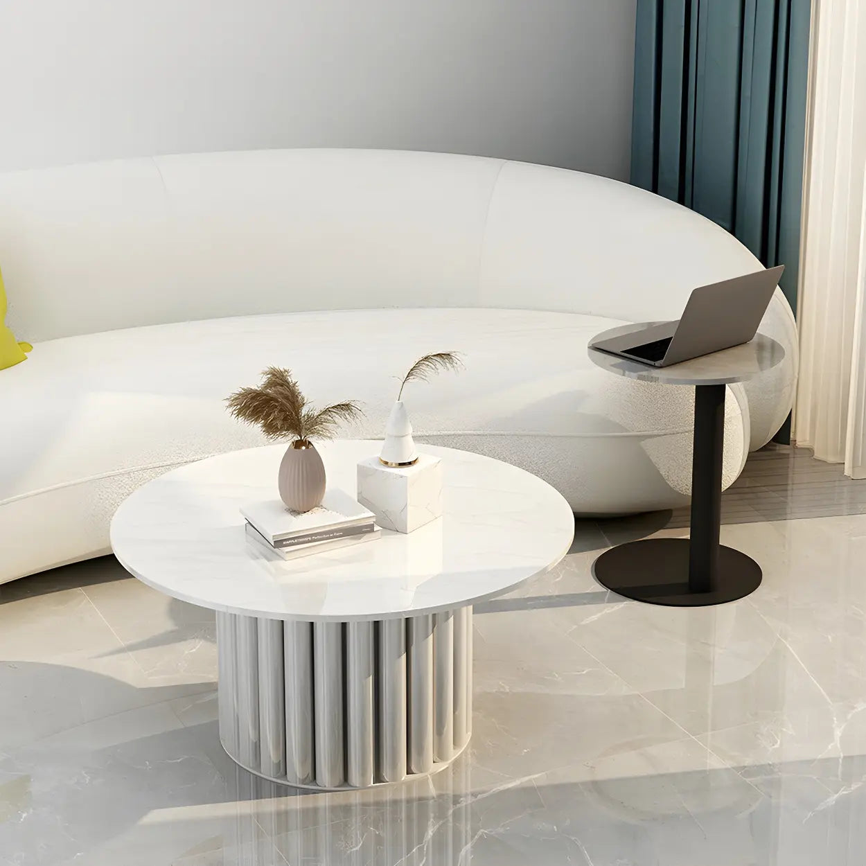Gloss Round Stone Coffee Table