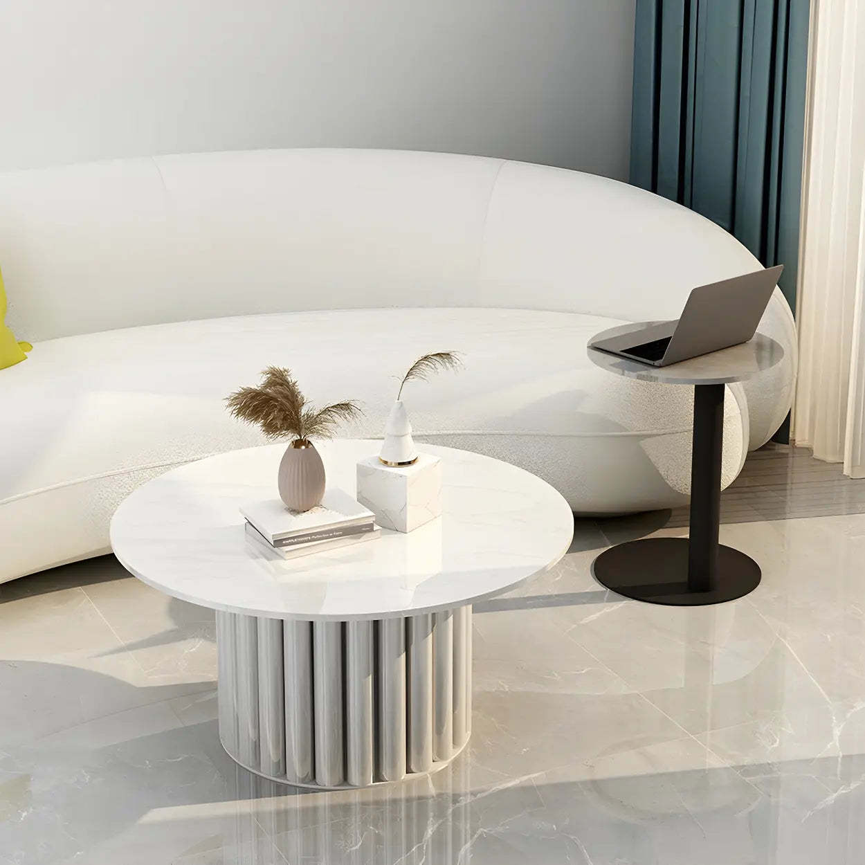 Gloss Round Stone Coffee Table