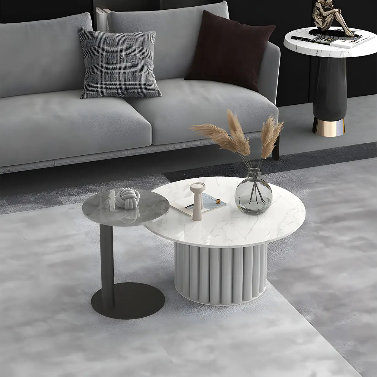 Gloss Round Stone Coffee Table