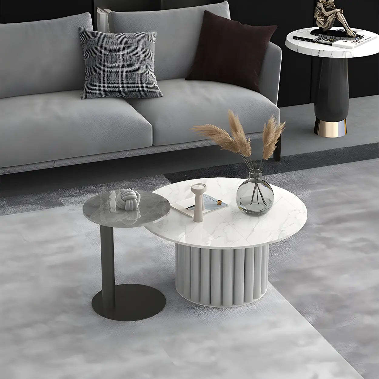 Gloss Round Stone Coffee Table